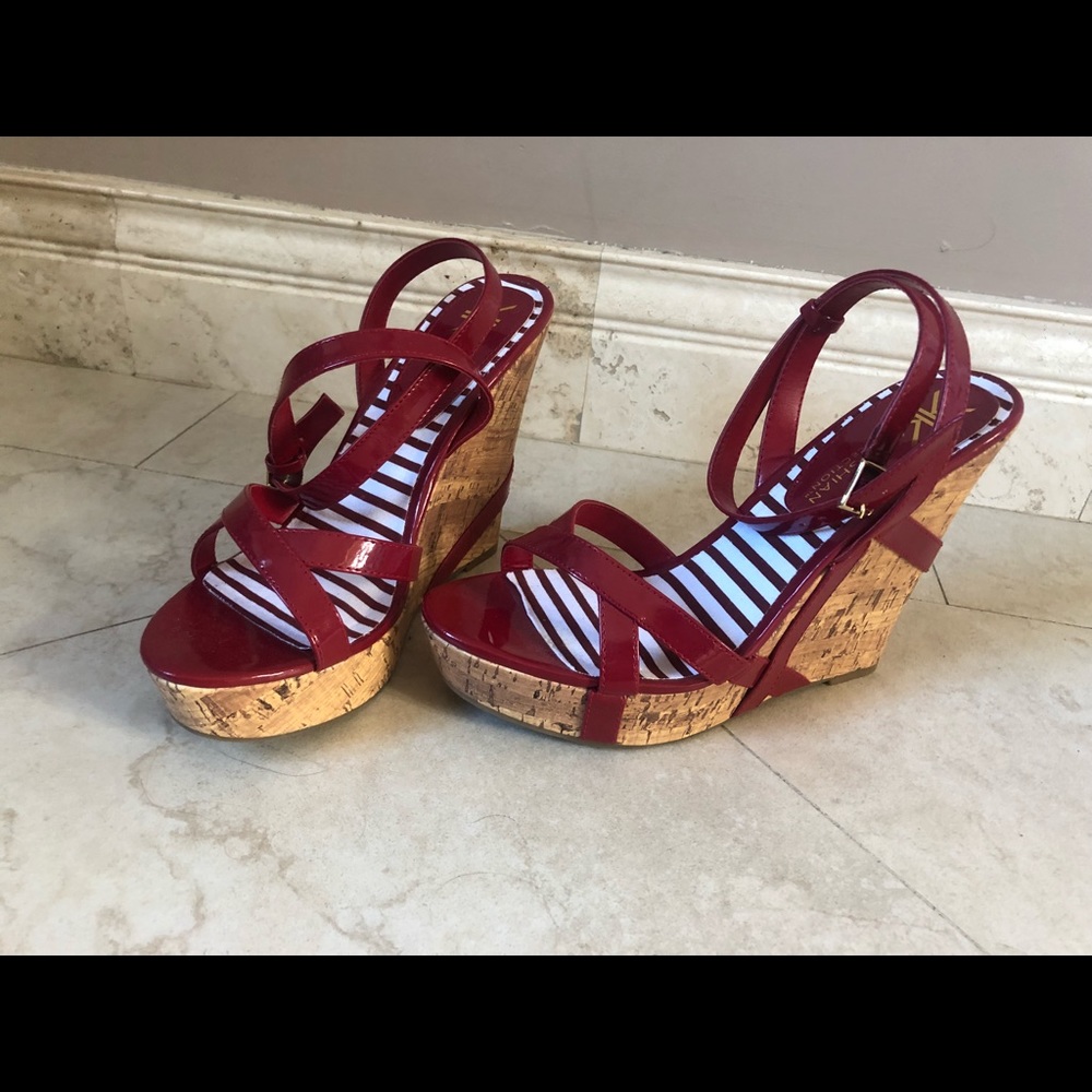 Kim Kardashian red wedges.
